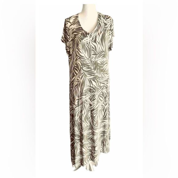 Chico’s Travelers maxi Dress Tropical print Green Wrinkle Free comfy Women’s L - Picture 7 of 8